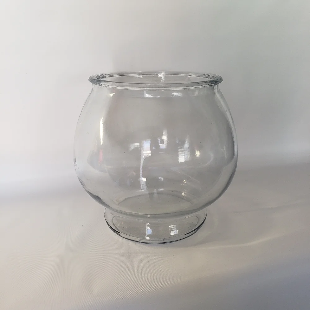 Footed Glass Fish Bowl Aquarium Container For Terrariums And Centerpieces